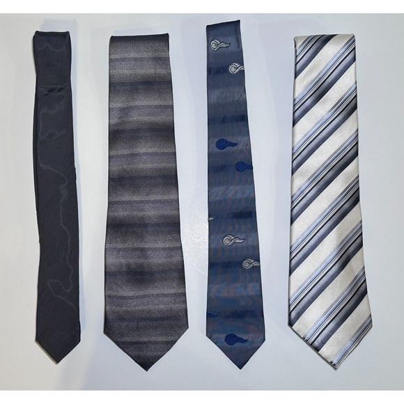 Other - 60s-90s Vintage Grey‎ & Blue Ties - Lot of 4 Ice Pack Stripes Snail Solid